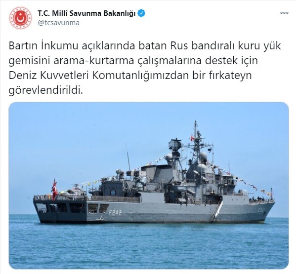 MSB: Bartın'a fırkateyn görevlendirildi MSB: Bartın'a fırkateyn görevlendirildi