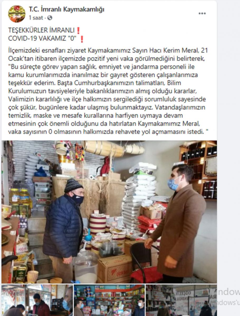 Sivas'ın İmranlı ilçesinde Covid-19 vakası kalmadı Sivas'ın İmranlı ilçesinde Covid-19 vakası kalmadı