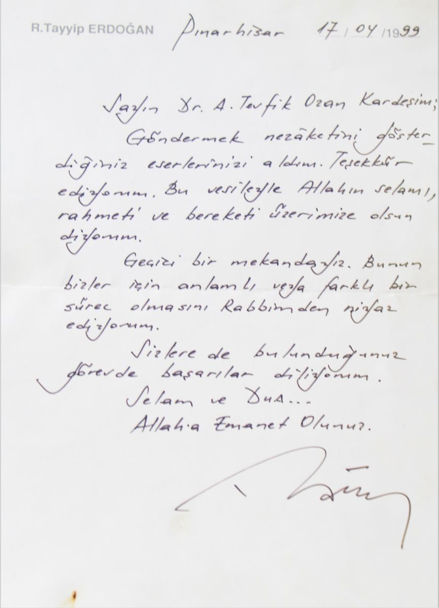 Erdoğan'ın yazdığı mektup 22 yıl sonra ortaya çıktı