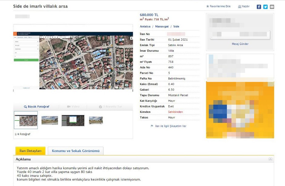 Paha biçilemeyen arsa için internet sitesinde ilan verilip kapora toplandığı iddiası