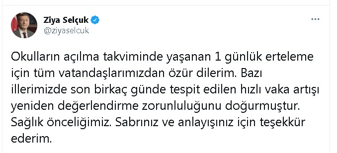 Bakan Selçuk’tan yüz yüze eğitim açıklaması Bakan Selçuk’tan yüz yüze eğitim açıklaması