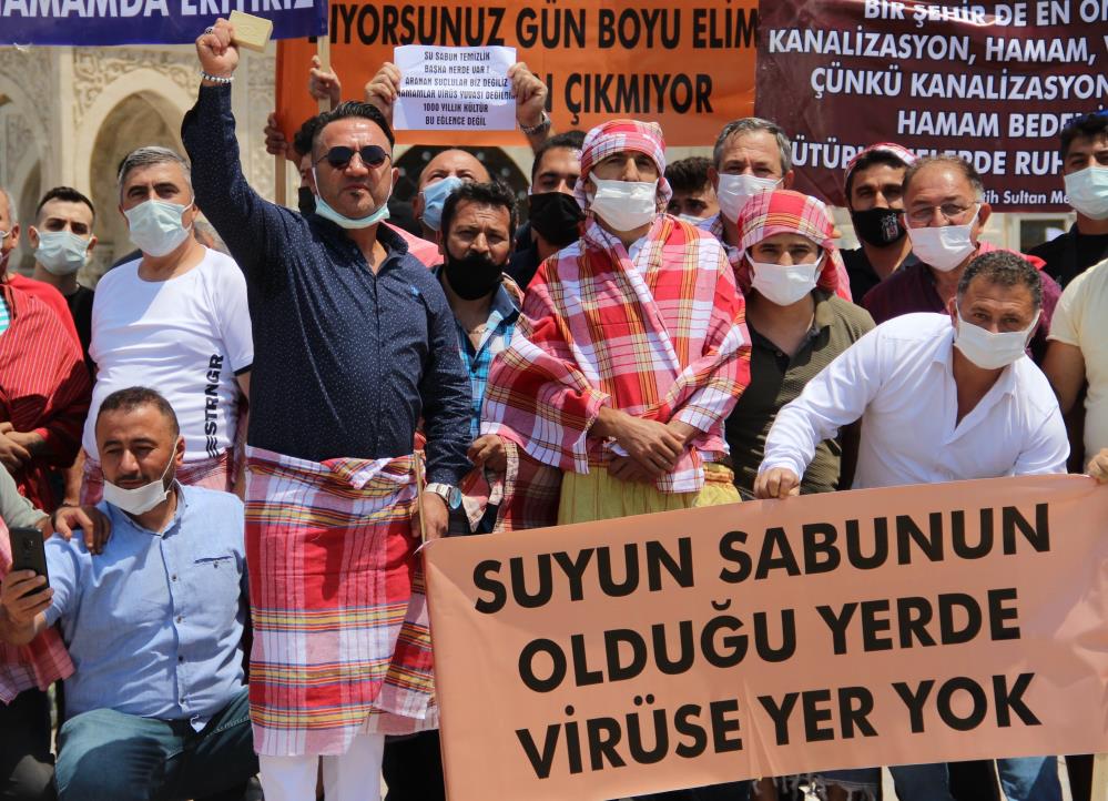 Hamamcılardan peştamalli eylem