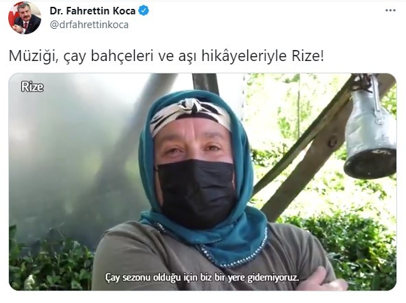 Bakan Koca paylaştı, Rize'de çay bahçesinde aşılama yapıldı