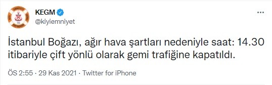 İstanbul Boğazı çift yönlü olarak trafiğe kapatıldı