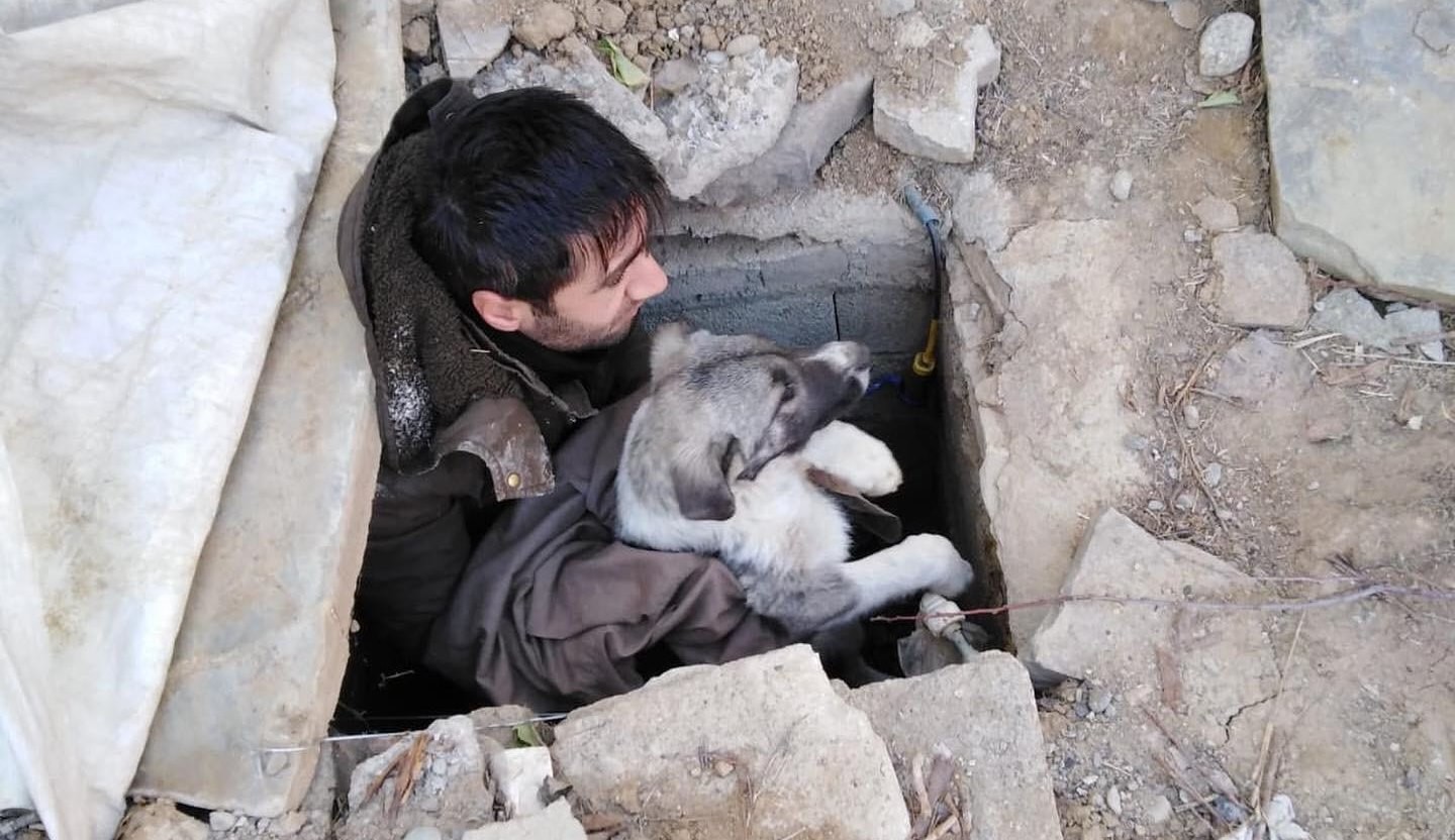 Duyarlı vatandaş kuyuya düşen köpeği kurtardı