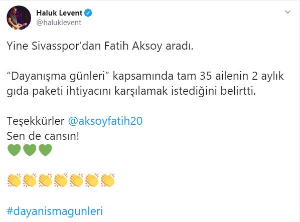 Sivassporlu Fatih Aksoy’dan 35 aileye gıda yardımı