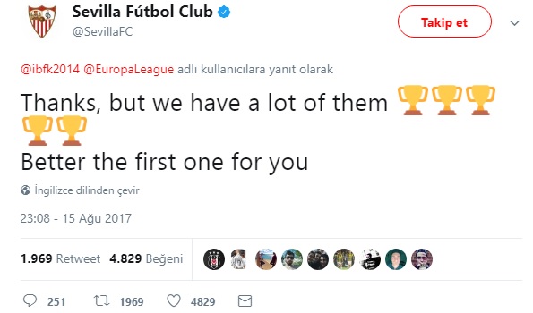 Başakşehir'den Sevilla'ya esprili gönderme