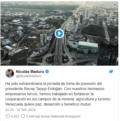 Maduro'dan 'Selvi boylum Al yazmalım' paylaşımlı beraberlik mesajı