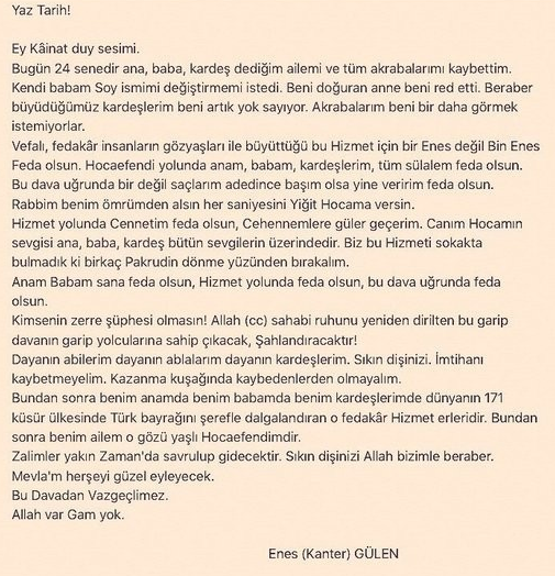 Hain evlat Enes Kanter soyadını değiştirdi