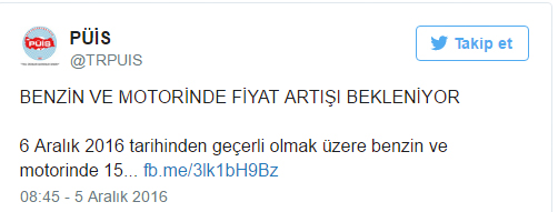 Benzin ve motorine 15 kuruş zam