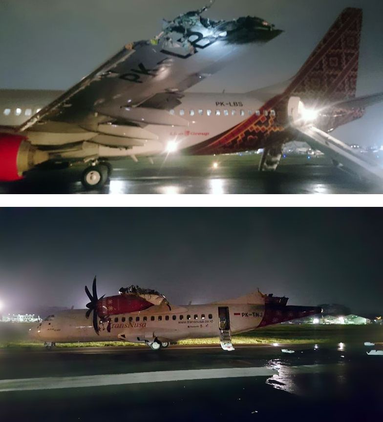 Jakarta Havalimanı'nda B737 tipi uçak ATR42'ye çarptı