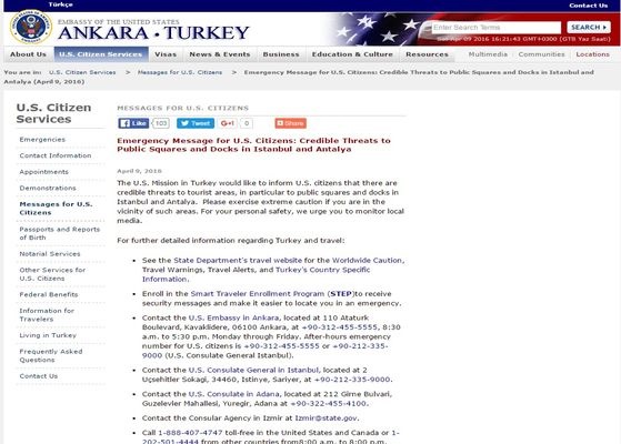 ABD vatandaşlarını Türkiye'deki iki il için uyardı