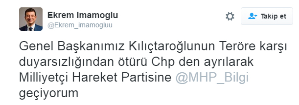 CHP'li Belediye Başkanı Ekrem İmamoğlu'ndan şaşırtan tweetler