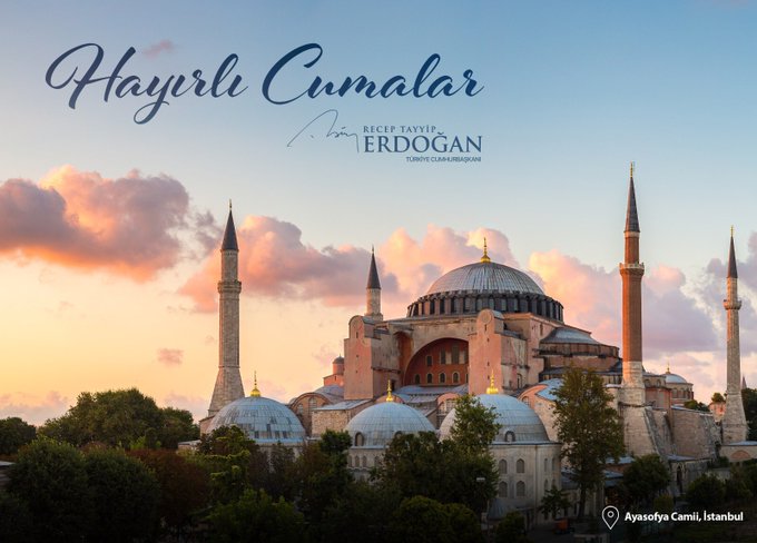 Cumhurbaşkanı Erdoğan'dan Ayasofya-i Kebir Cami-i Şerifi fotoğraflı cuma mesajı