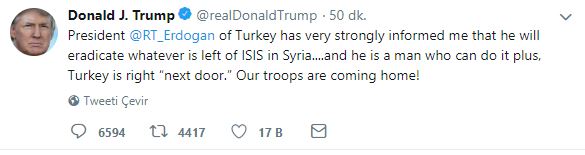 Trump'tan Cumhurbaşkanı Erdoğan açıklaması