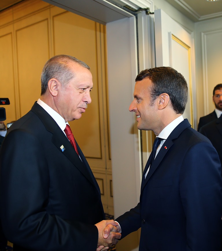 Cumhurbaşkanı Erdoğan ile Fransa Cumhurbaşkanı Macron görüştü