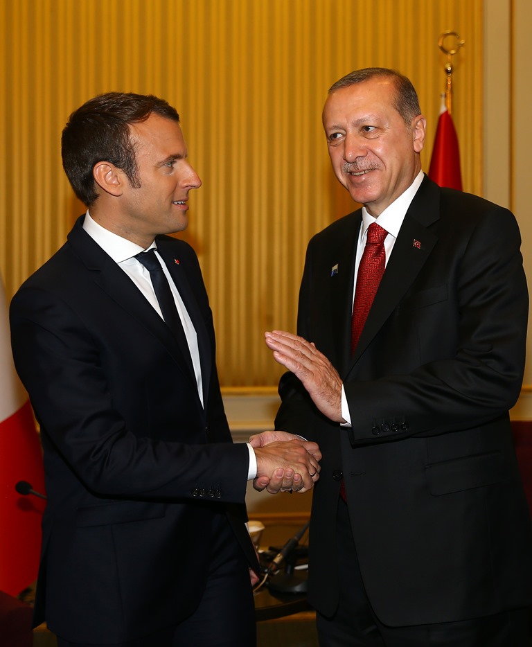 Cumhurbaşkanı Erdoğan ile Fransa Cumhurbaşkanı Macron görüştü