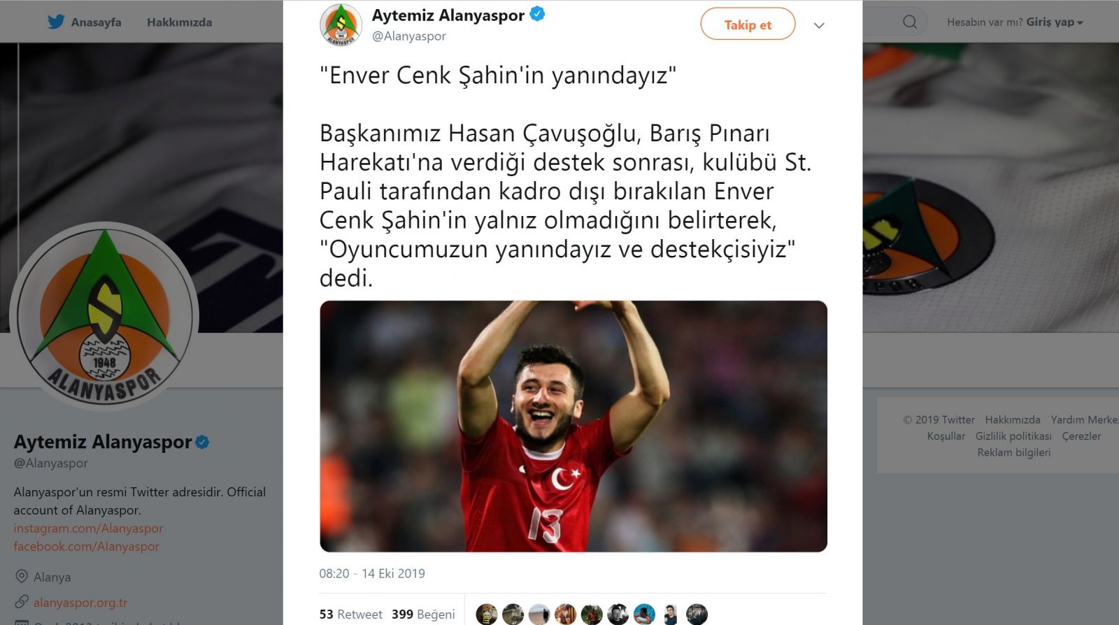 Barış Pınarı Harekatı'na destek veren Cenk Şahin kadro dışı bırakıldı