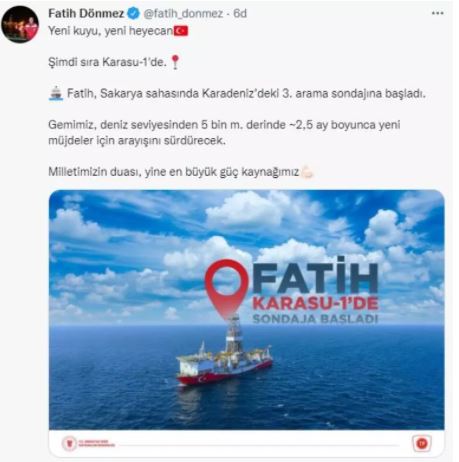 Bakan Dönmez açıkladı! Fatih, Karadeniz'de üçüncü sondaja başladı