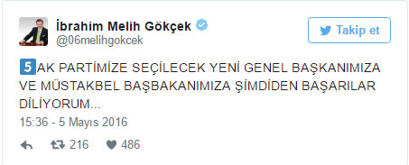 Melih Gökçek: Davutoğlu'nun vedası son derece seviyeli