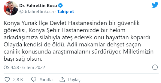 Son dakika: Konya Şehir Hastanesi'nde dehşet! Tıbbi Sekreter doktor Ekrem Karakaya'yı öldürdü! Kendisi de intihar etti...