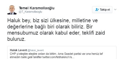 Haluk Levent'e Saadet Partisi'nden sürpriz teklif