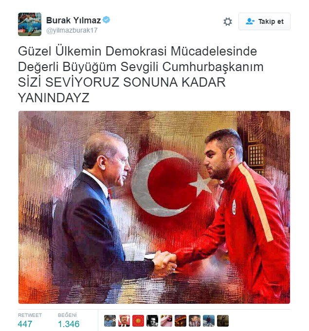 Burak Yılmaz'dan Cumhurbaşkanı'na: Sonuna kadar...