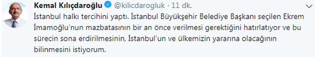 Kılıçdaroğlu'ndan Ekrem İmamoğlu açıklaması