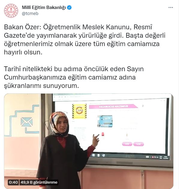 Öğretmenlik Meslek Kanunu Resmi Gazete'de