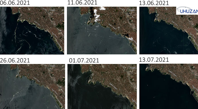 Uzaydan görüntülendi! Marmara Denizi yüzeyindeki müsilaj temizlendi