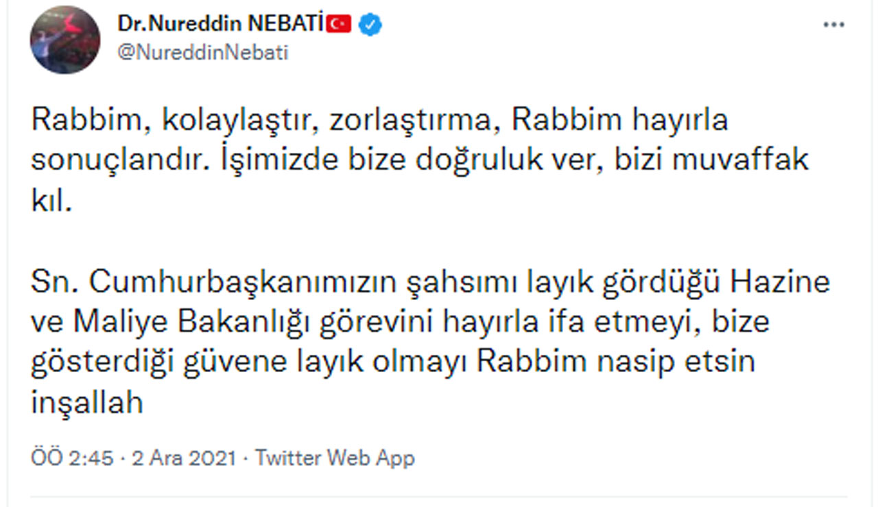 Lütfi Elvan istifa etti: Hazine ve Maliye Bakanlığına Nureddin Nebati atandı (Nureddin Nebati kimdir?)