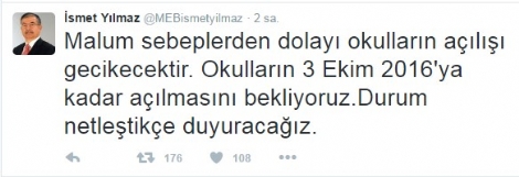 MEB Bakanı Yılmaz: Okullar 3 Ekim'e kadar açılacak