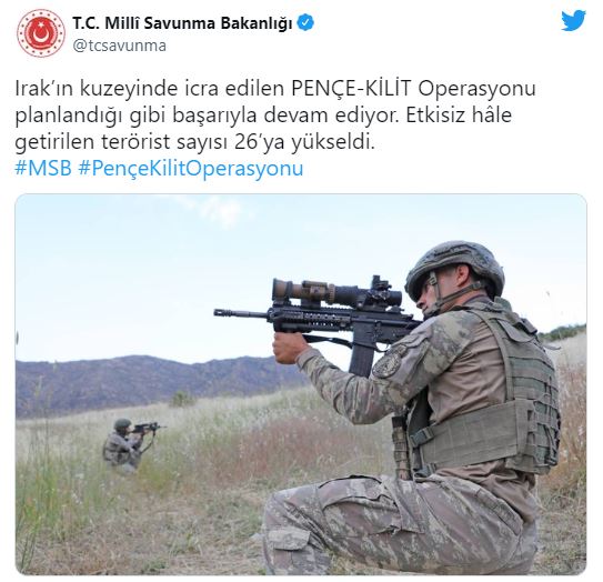 Pençe Kilit operasyonunda 26 terörist öldürüldü