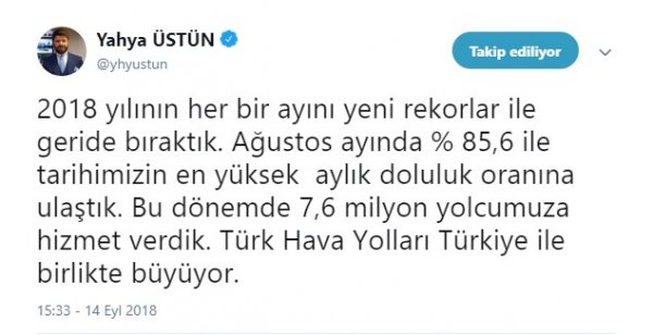 THY 2018'i rekorlarla geride bırakıyor
