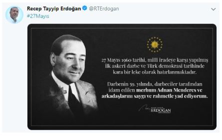 Cumhurbaşkanı Erdoğan'dan 27 Mayıs mesajı