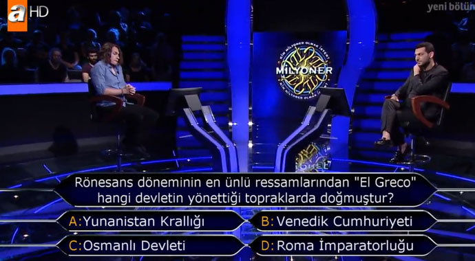 Rönesans döneminin en ünlü ressamlarından 'El Greco' hangi devletin yönettiği topraklardan doğmuştur? ( Milyoner cevabı)