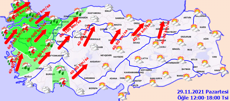 Meteoroloji'den 52 il için sağanak ve fırtına uyarısı (29 Kasım 2021 hava durumu)