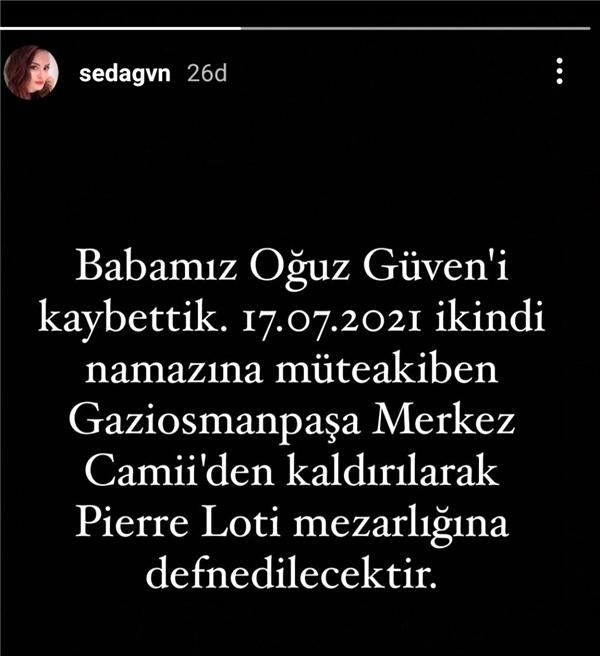 Ünlü oyuncu Seda Güven'in acı günü Ünlü oyuncu Seda Güven'in acı günü