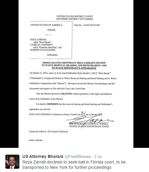 ABD'de tutuklanan Reza Zarrab kefaletten vazgeçti