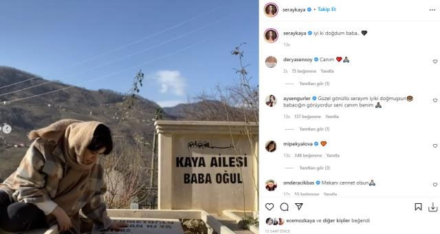 Oyuncu Seray Kaya doğum gününde babasının mezarına gitti!