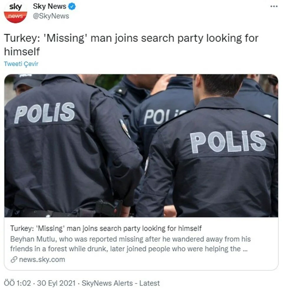 Kendini arayan adam dünya basınında gündem oldu