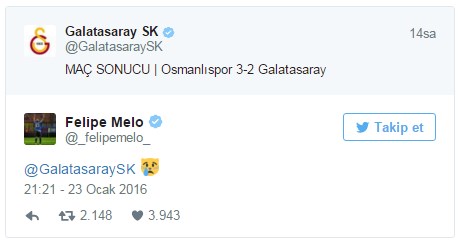 Melo'dan Galatasaray tweeti