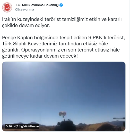 Irak'ın kuzeyinde 11 PKK'lı terörist etkisiz hale getirildi