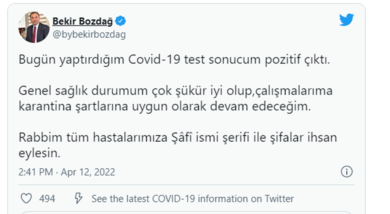 Bekir Bozdağ koronavirüse yakalandı