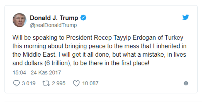 Trump ile Erdoğan telefonda görüştü