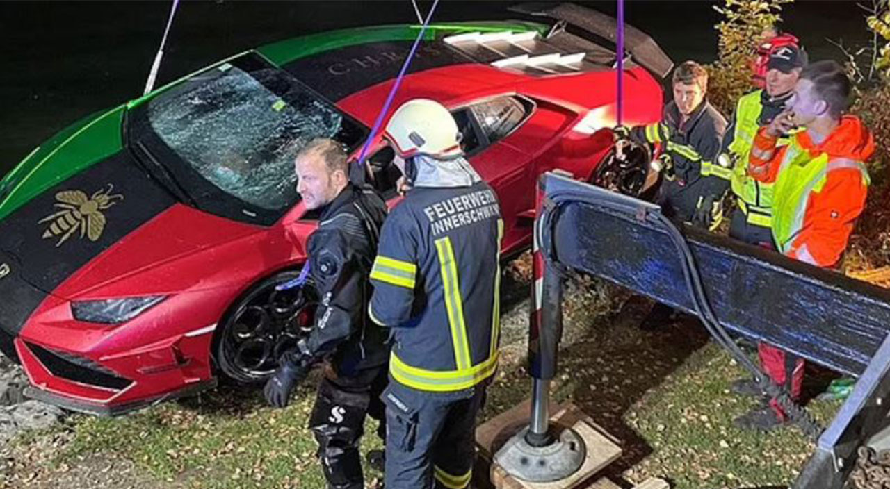 Fren yerine gaza bastı, Lamborghini’siyle göle uçtu