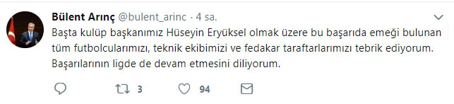 Bülent Arınç'tan anlamlı paylaşım