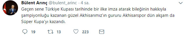 Bülent Arınç'tan anlamlı paylaşım