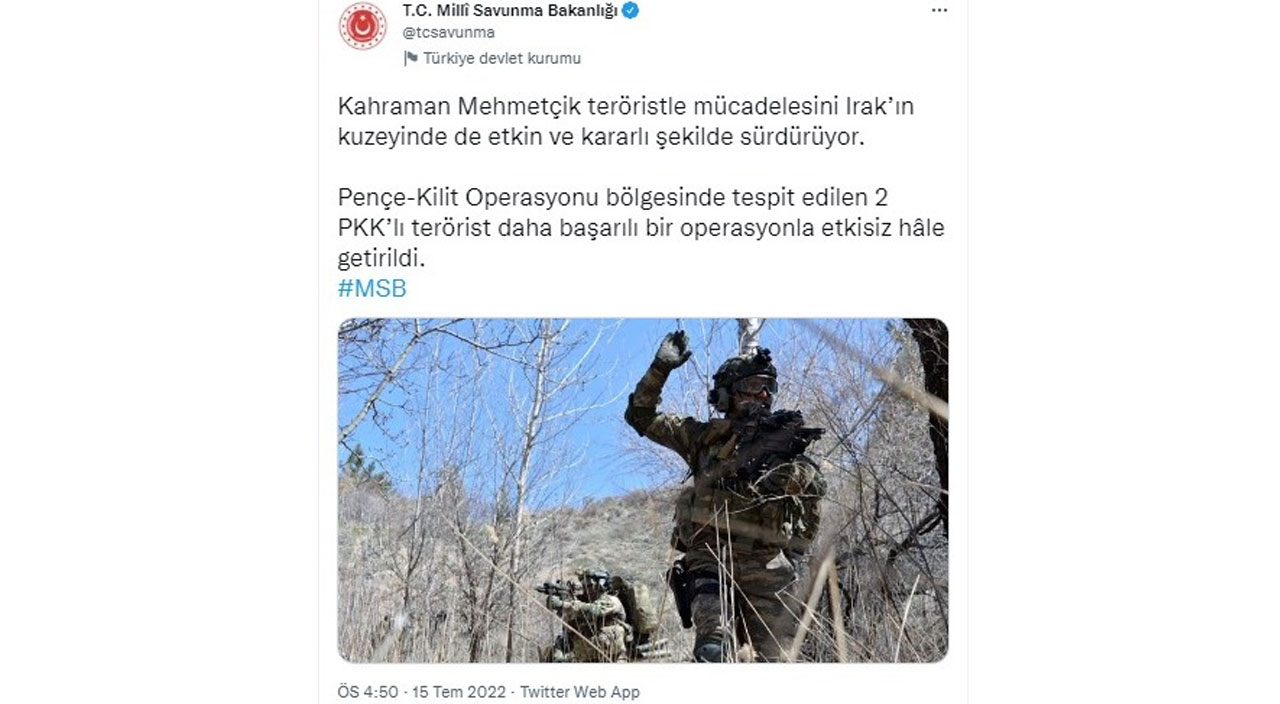 Suriye'nin kuzeyinde PKK'ya 'demir yumruk': 11 terörist etkisiz hale getirildi Suriye'nin kuzeyinde PKK'ya 'demir yumruk': 11 terörist etkisiz hale getirildi