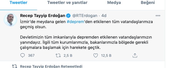 Cumhurbaşkanı Erdoğan'dan deprem sonrası ilk açıklama